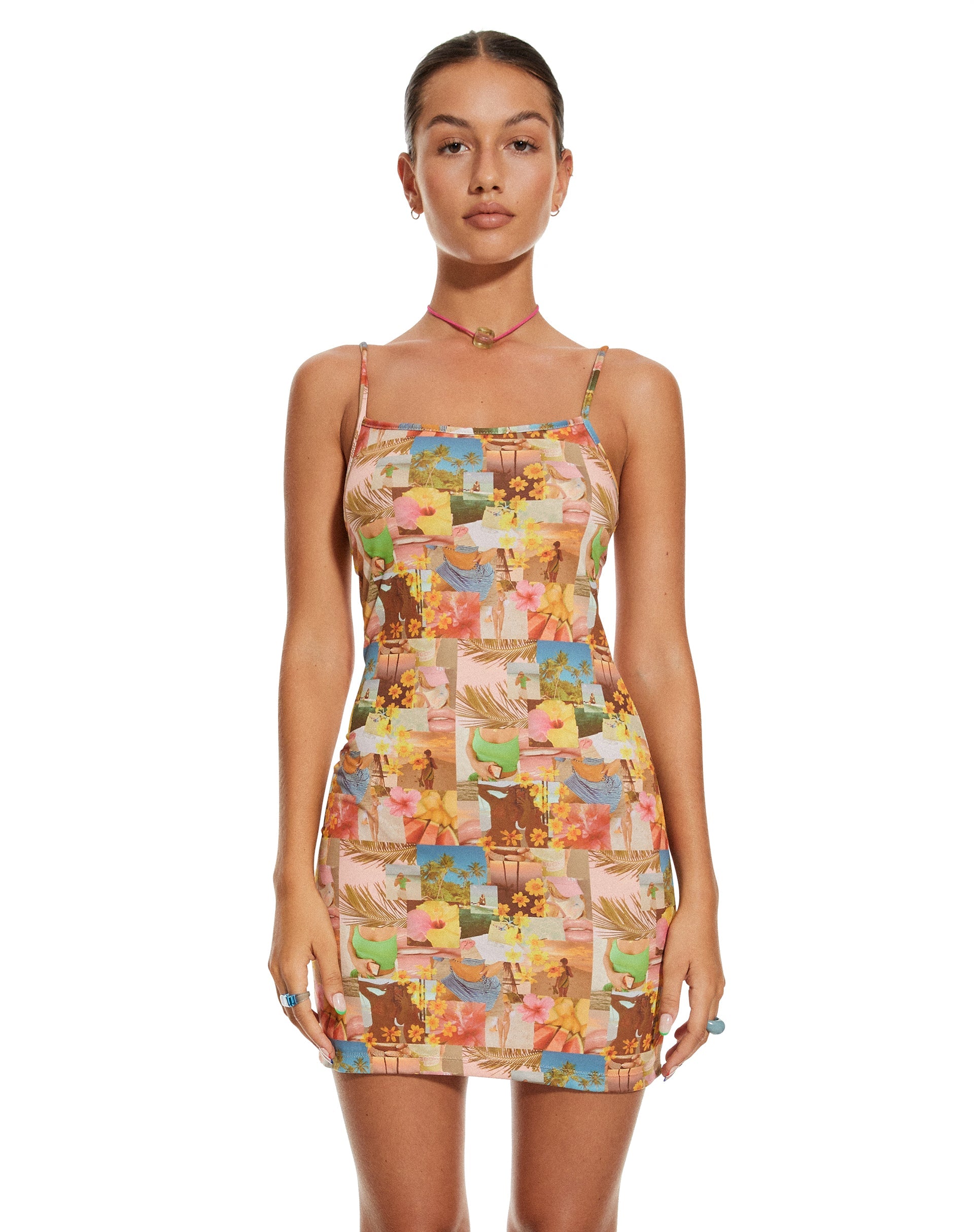 imagen de MOTEL X BARBARA Piper Mini Dress in 90s Tropical Collage