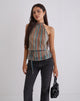 Imagen de Brienne Top en Azul y Marrón Shimmer Sheer Plisse