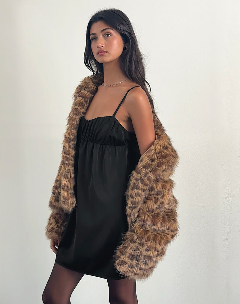 Minivestido Cadenza con cuello cuadrado en negro