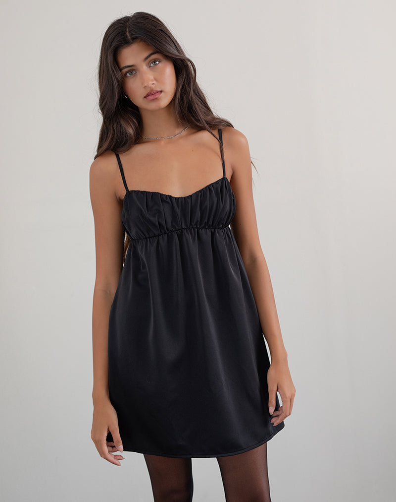 Imagen de Cadenza Cuello Cuadrado Mini Vestido en Negro