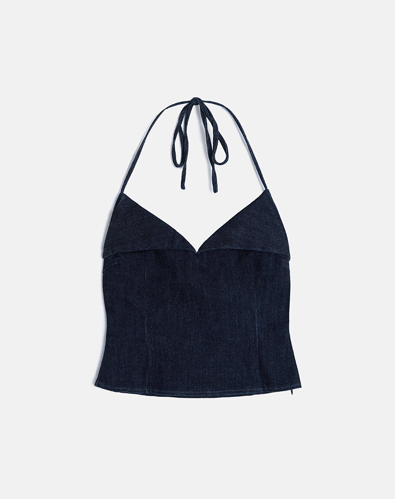 Imagen de Caira Chambray Halter Top en Indigo