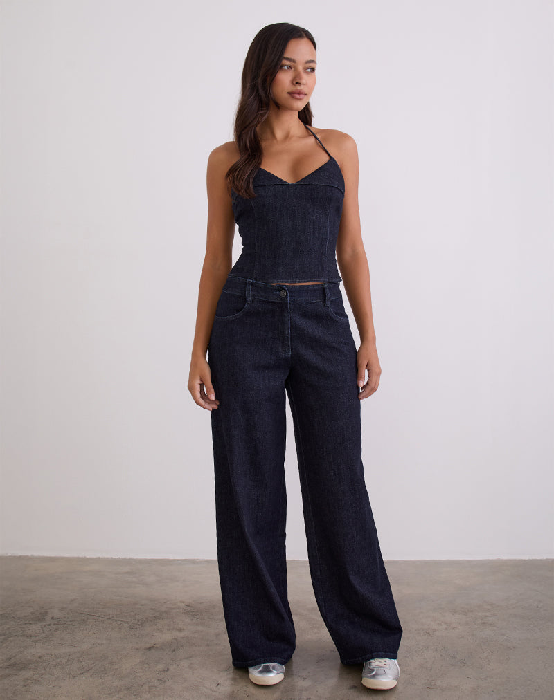 Imagen de Caira Chambray Halter Top en Indigo