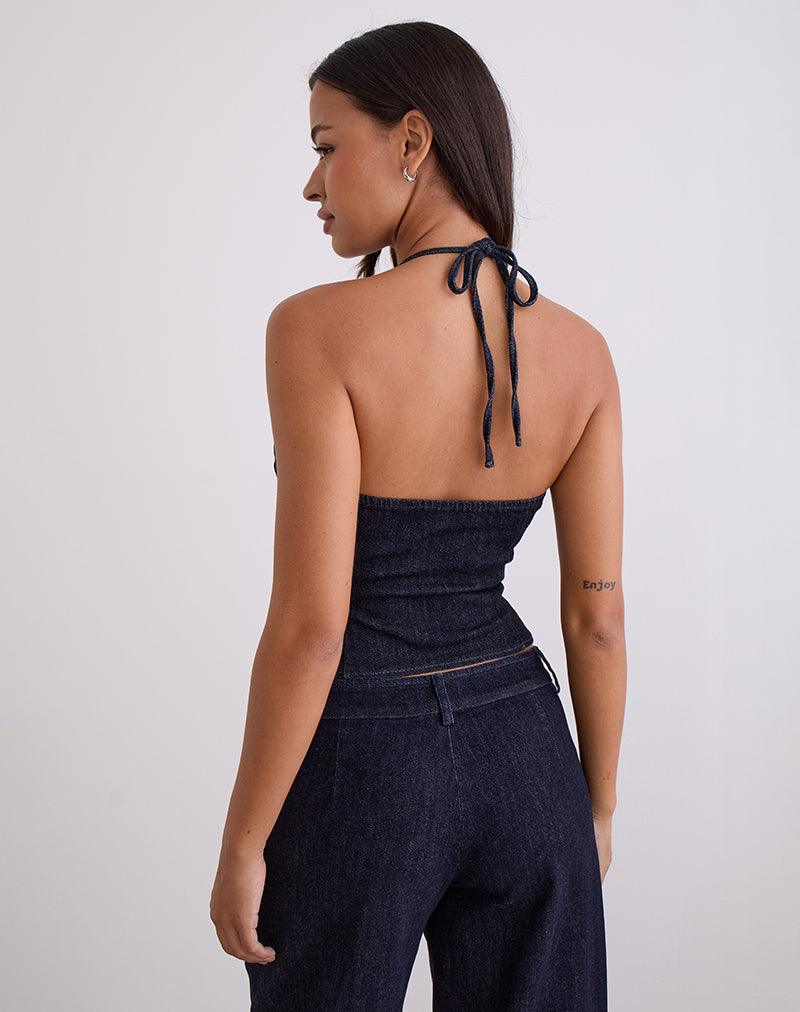 Imagen de Caira Chambray Halter Top en Indigo