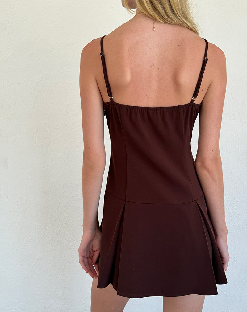imagen de Calilia Cami Dress in Bitter Chocolate with Pink Bows