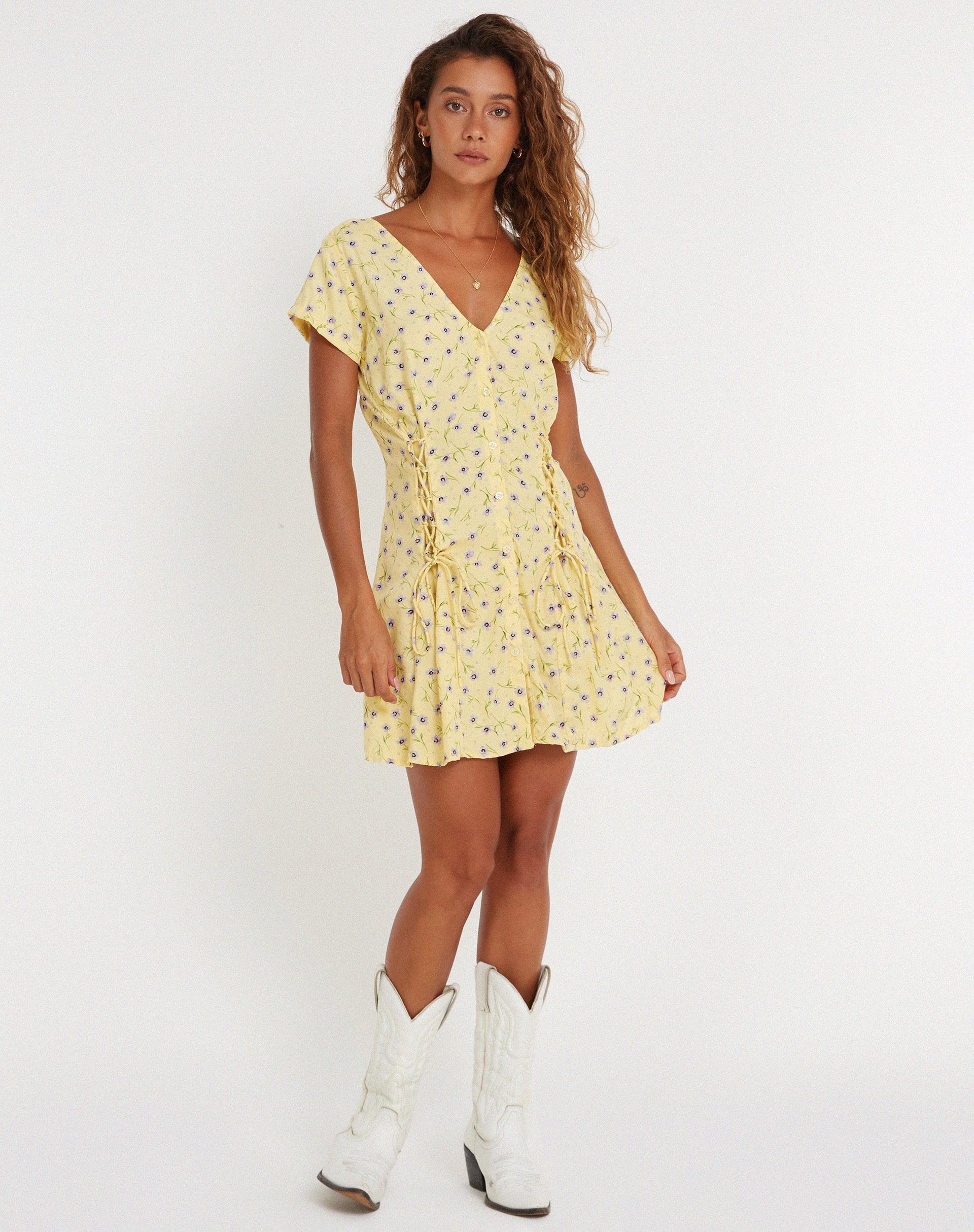 imagen de Calliope Mini Dress in Wild Flower Lemon Drop