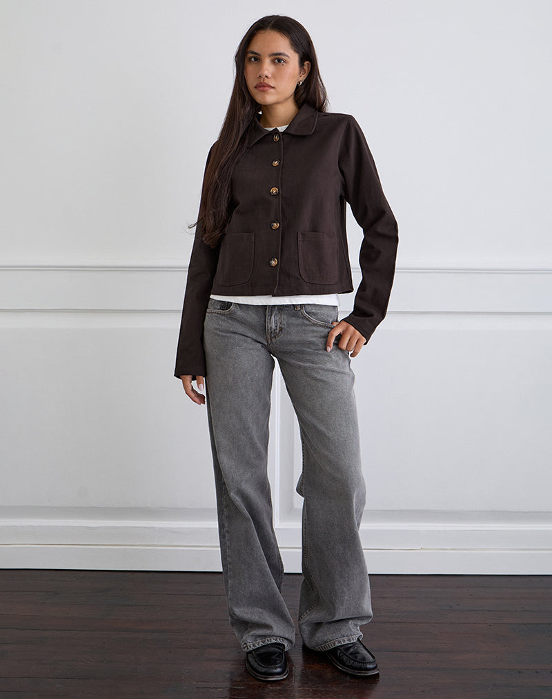 Imagen de la chaqueta Calva Boxy en marrón chocolate