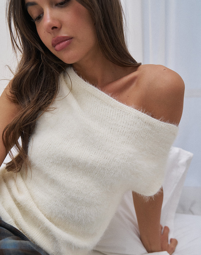 Top Calyce en punto mullido Crema