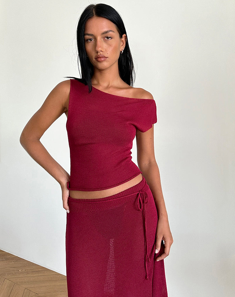 Top Calypso de punto transparente rojo