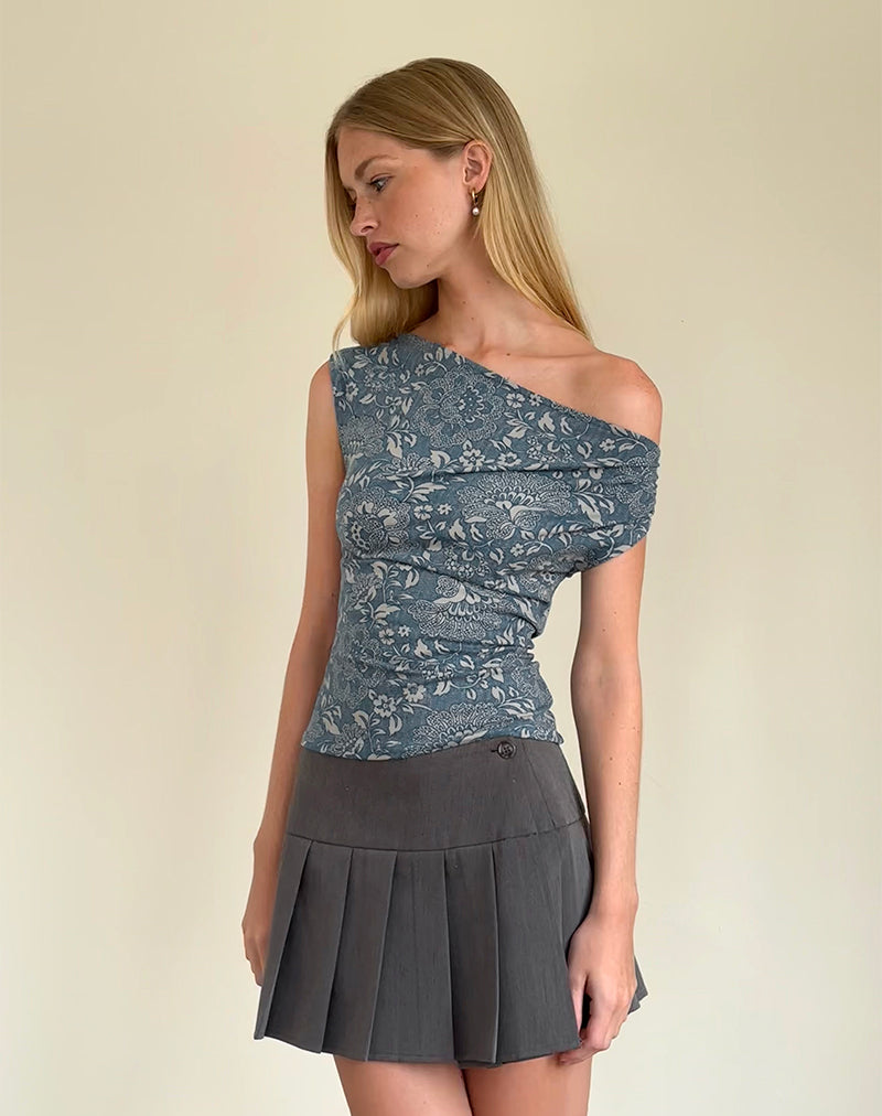 Imagen de Calypso Top in Blue Ornate Print Lycra