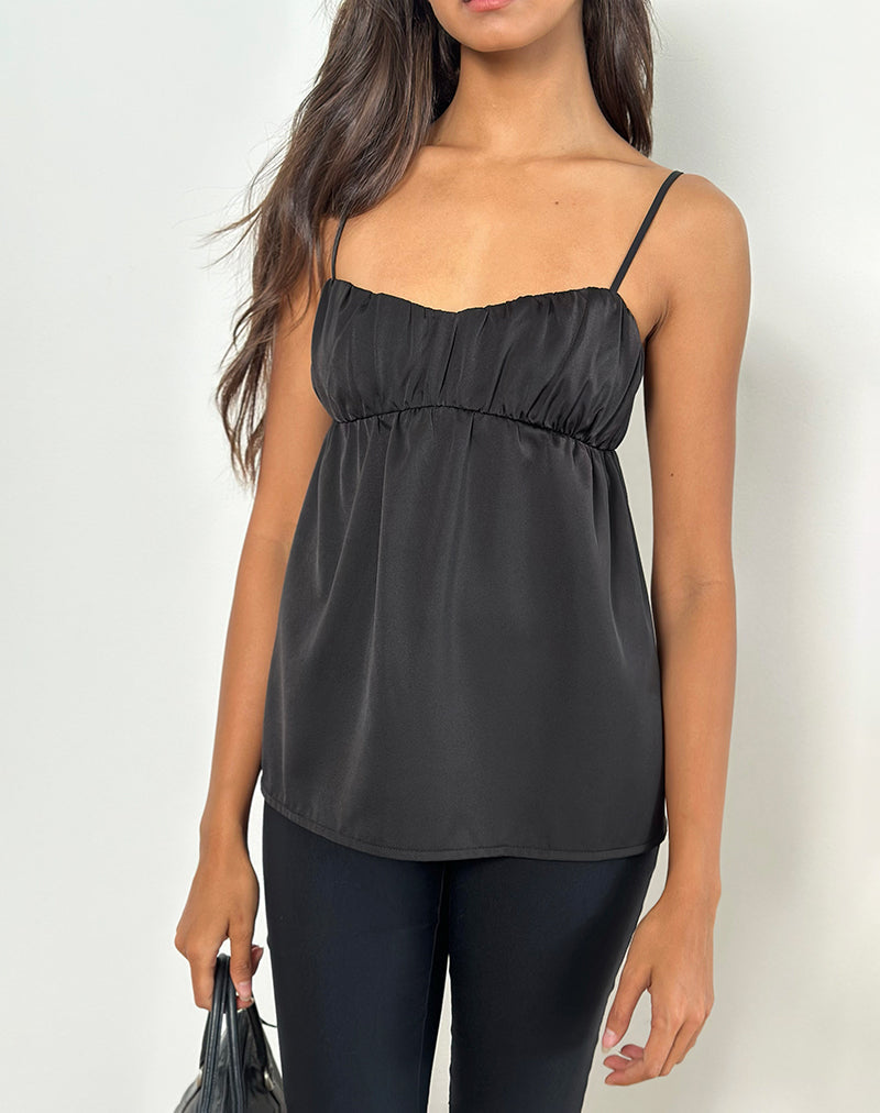 Cami Top de Camden en Satén Negro