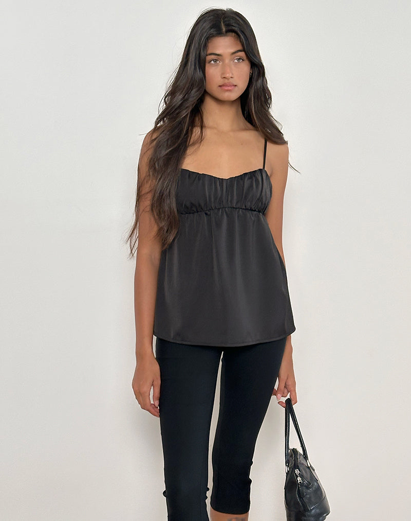 Cami Top de Camden en Satén Negro