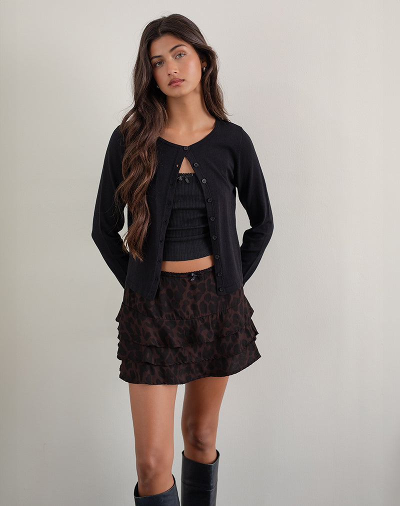 Imagen de Camigi Minifalda oversize con estampado de jaguar marrón