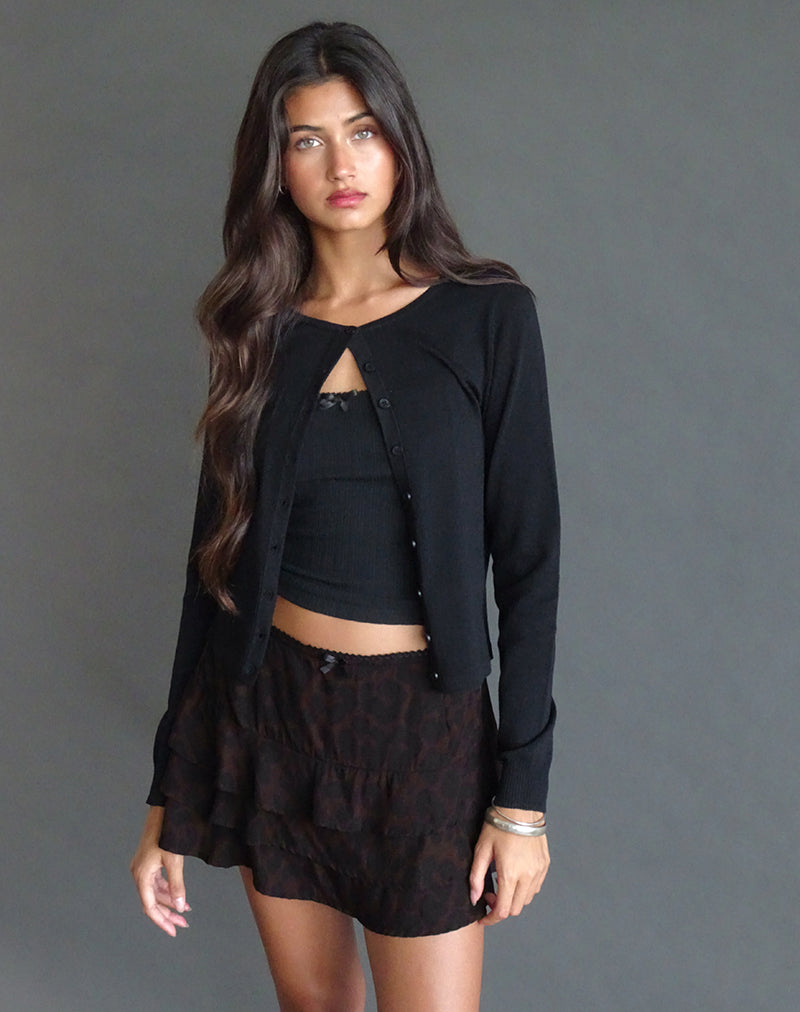 Imagen de Camigi Minifalda oversize con estampado de jaguar marrón