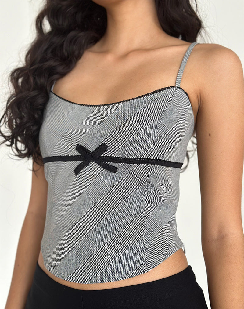 imagen de Canika Corset Top in Black and White Multi Check