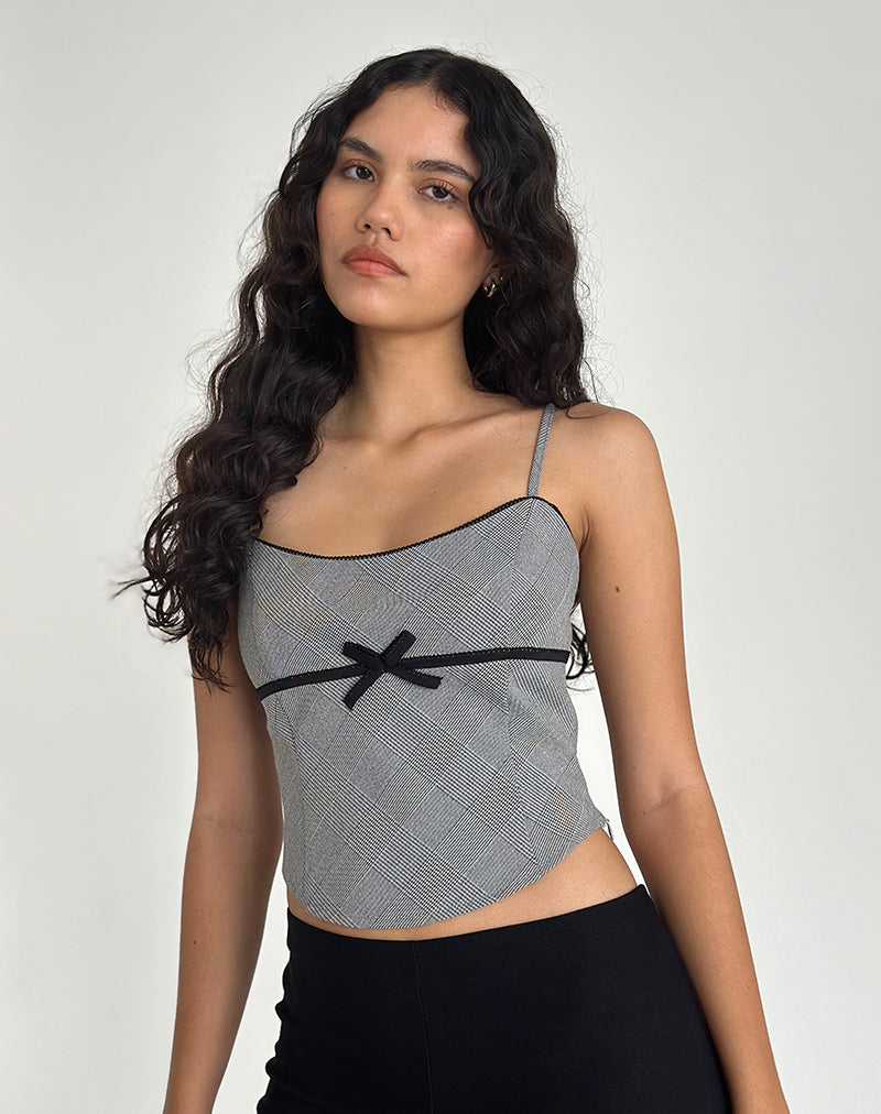Top Corsé Canika en Blanco y Negro Multi Check