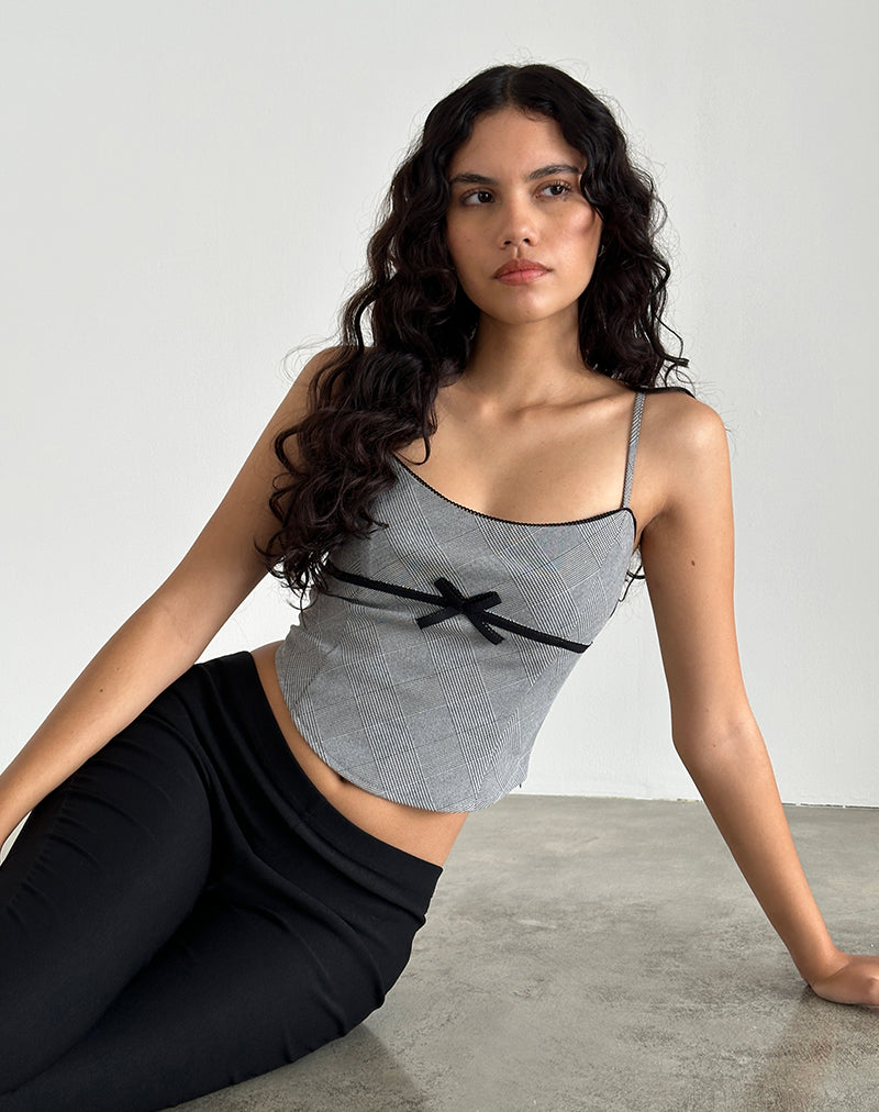 imagen de Canika Corset Top in Black and White Multi Check