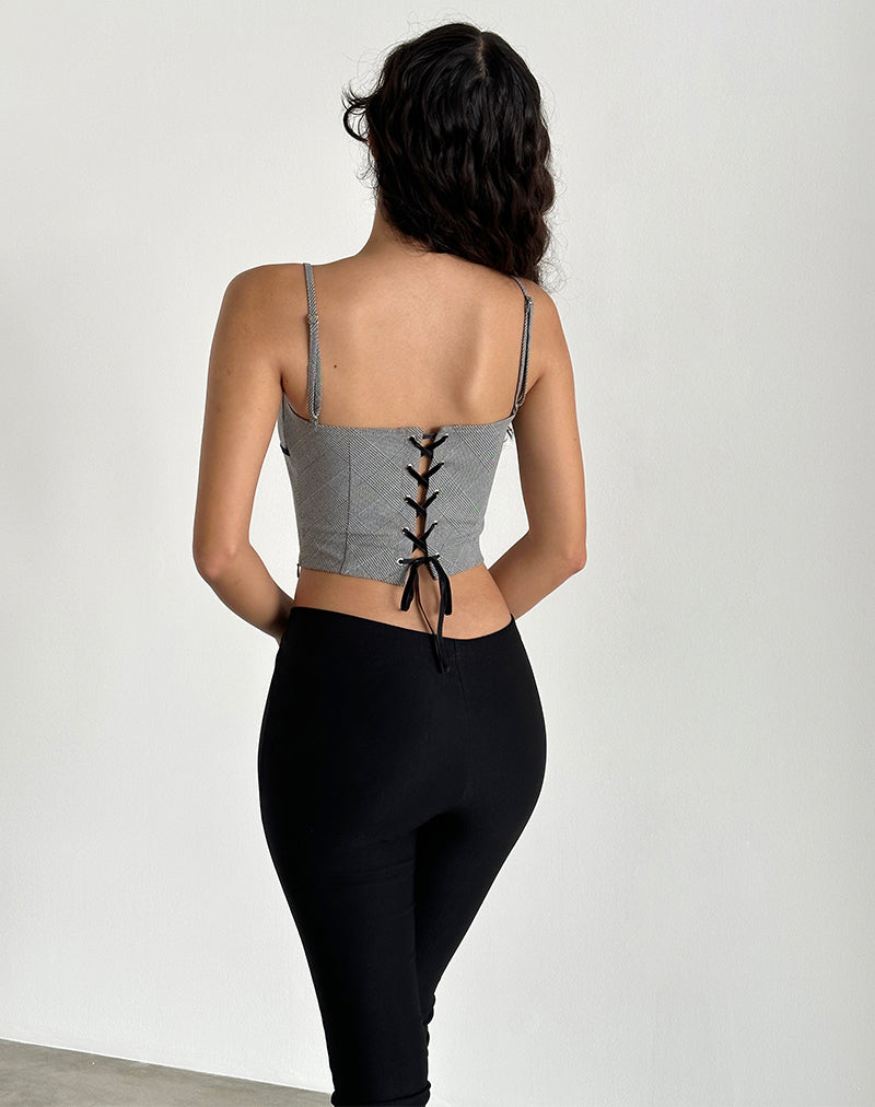 imagen de Canika Corset Top in Black and White Multi Check