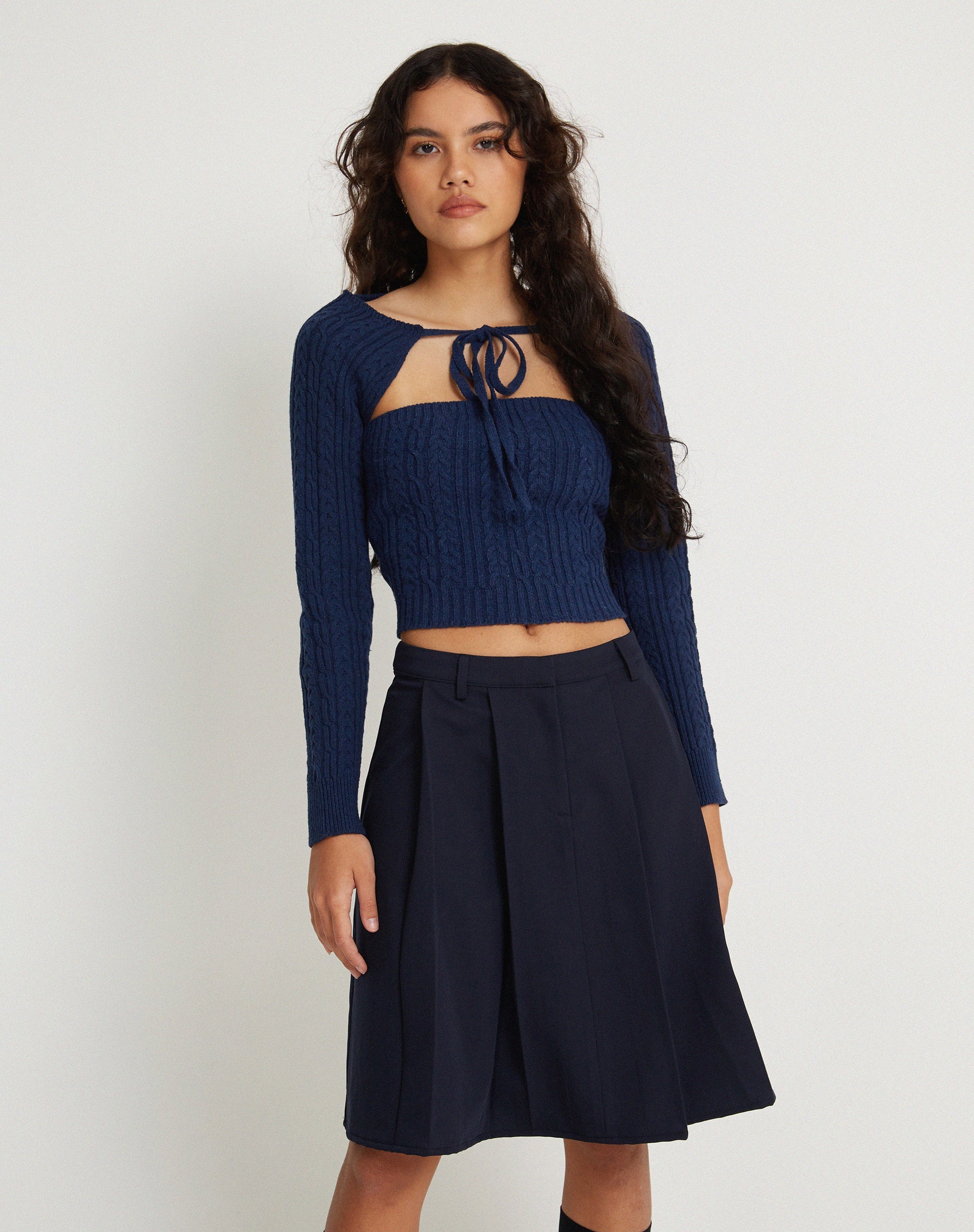 imagen de Canita Arinah Long Sleeve Co-Ord Top in Navy Blue