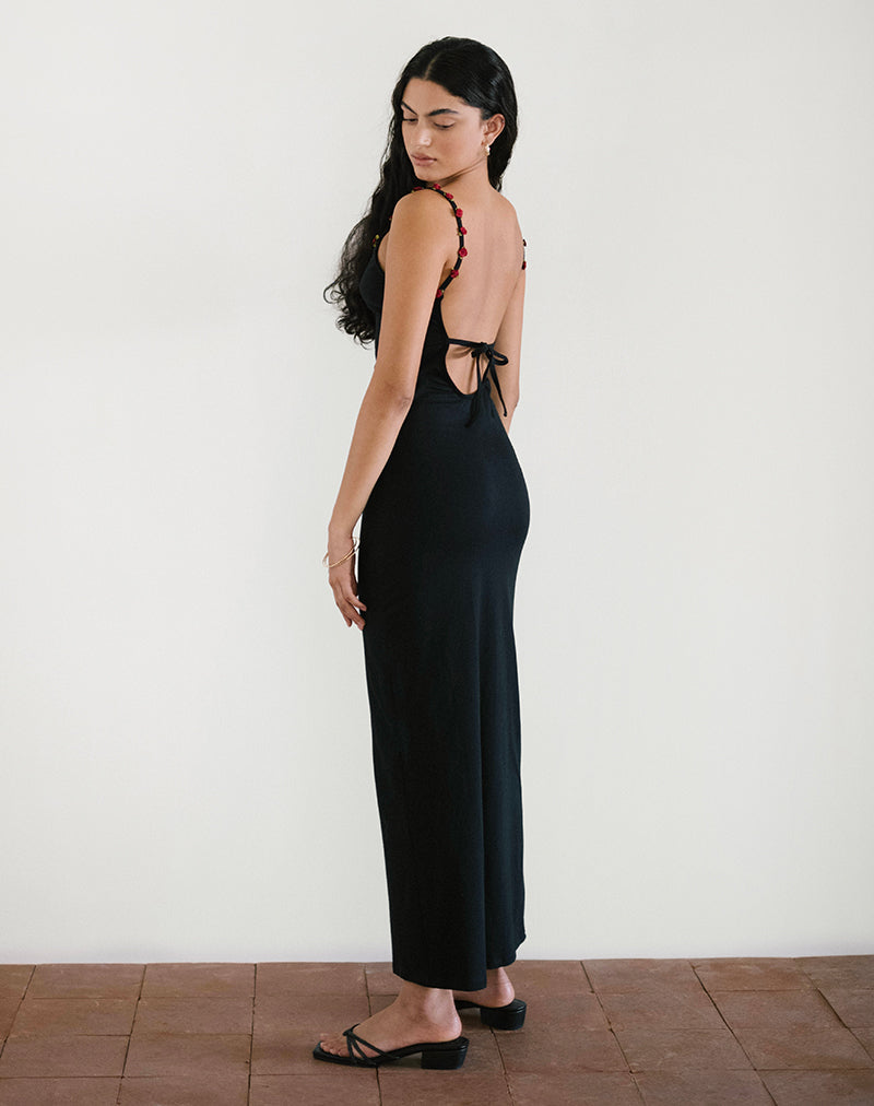 imagen de Cantana Maxi Dress in Black with Red Rosette