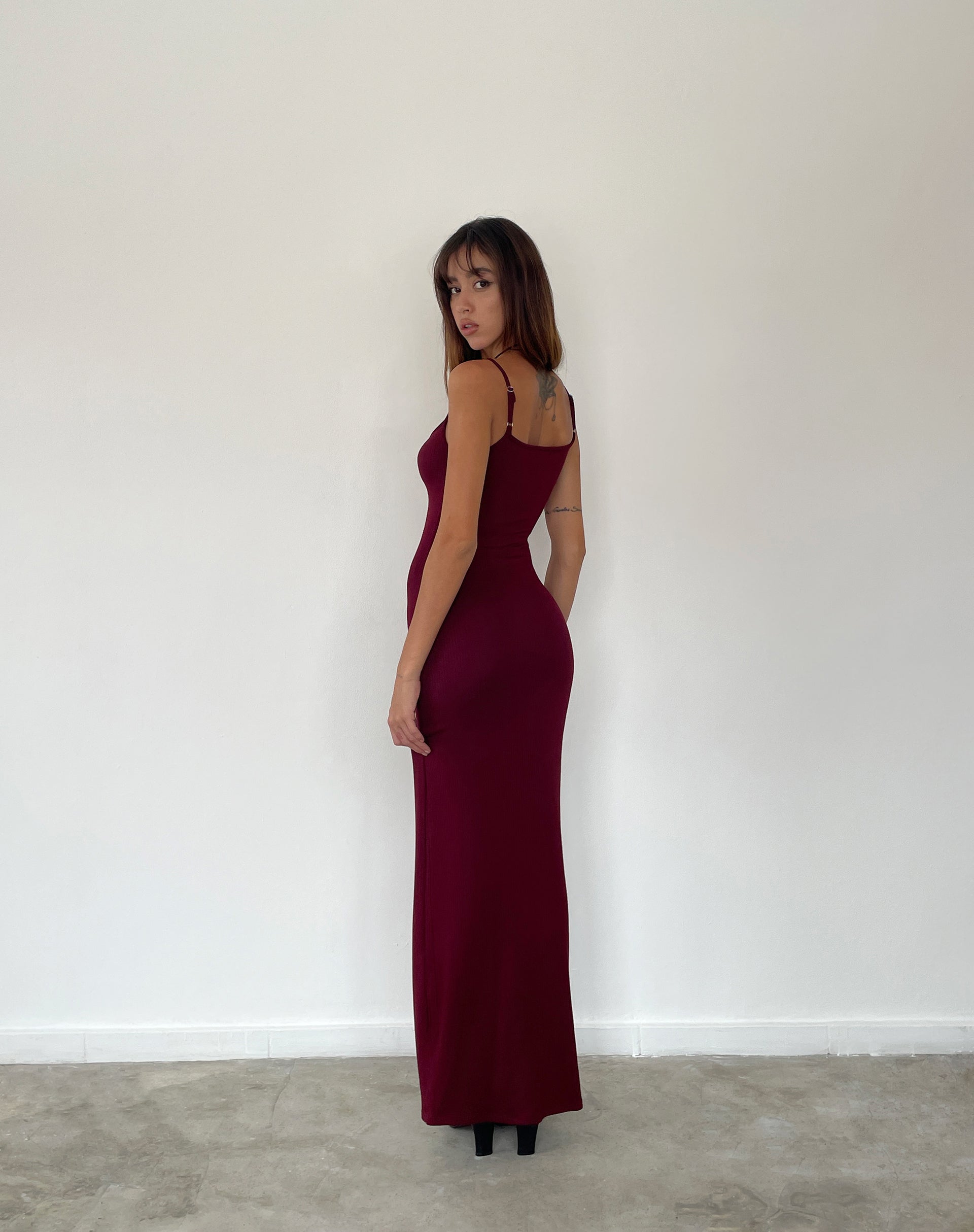 Imagen de Cantha Maxi Dress in Rib Burgundy