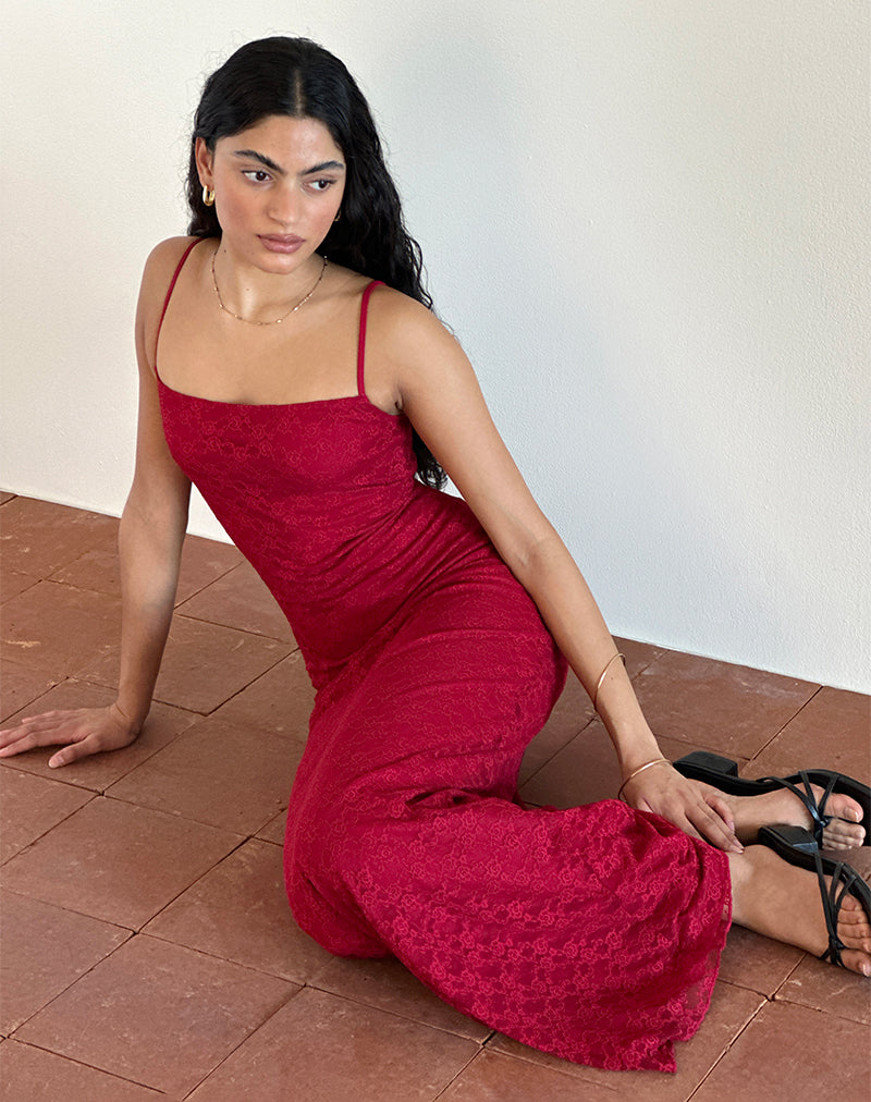imagen de Cantha Maxi Dress in Mari Lace Red