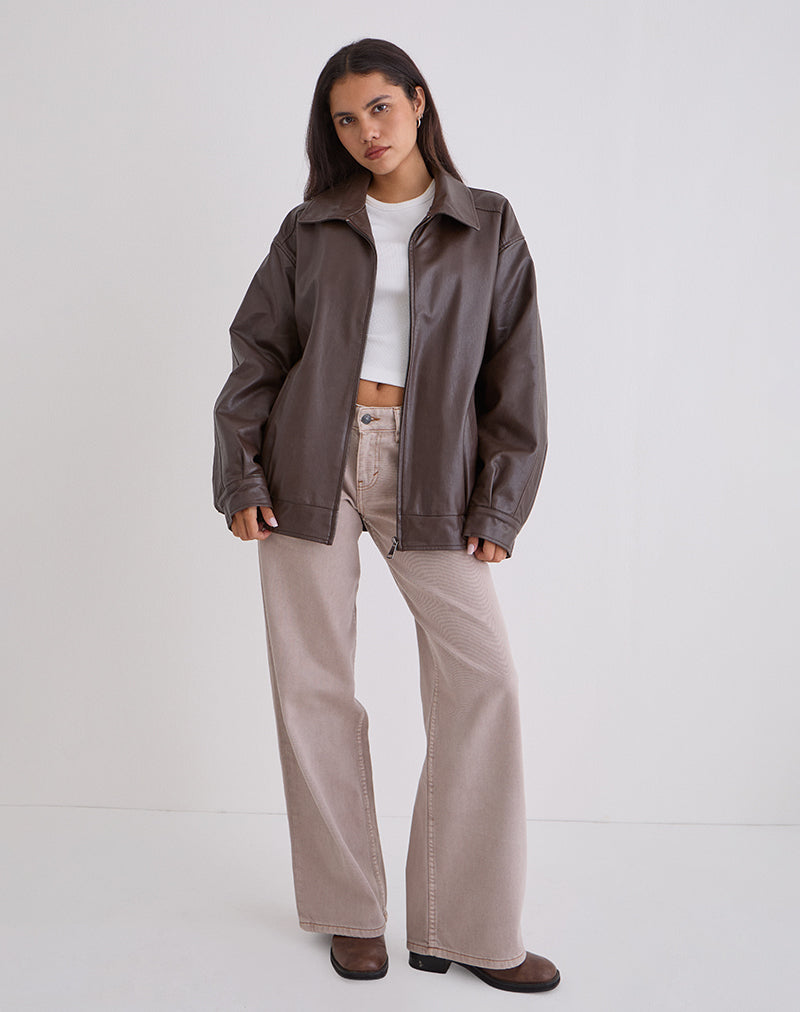 Chaqueta Cavita en PU Chocolate amargo