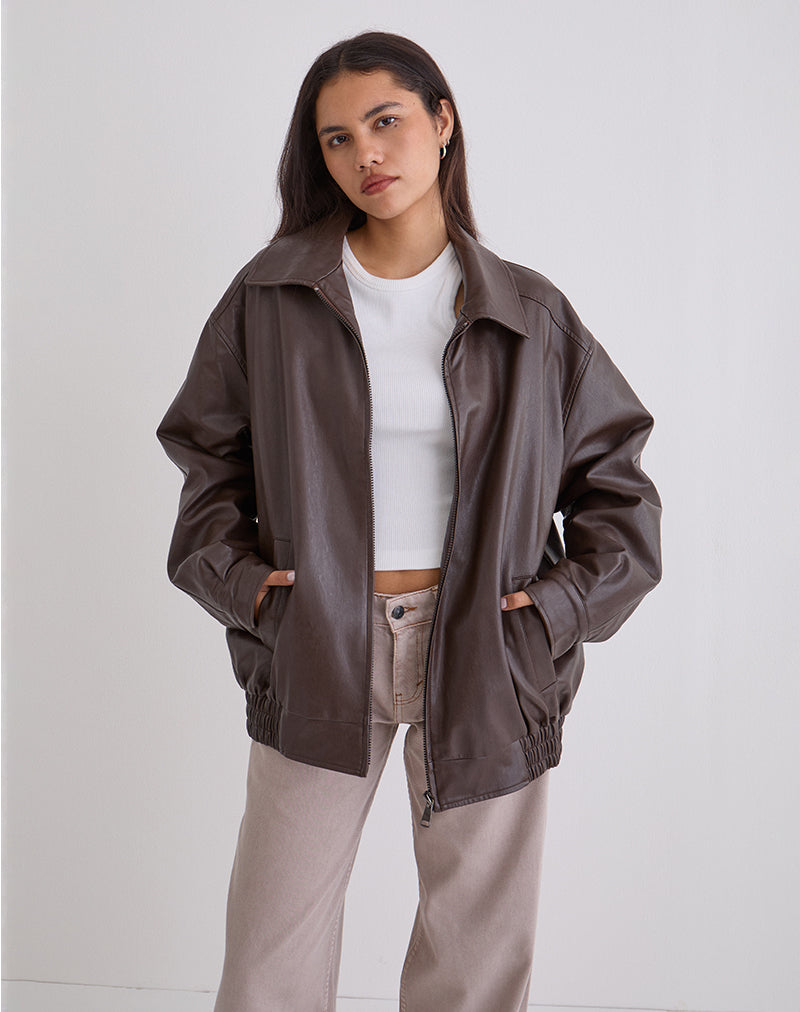 Imagen de la chaqueta Cavita en PU Chocolate amargo