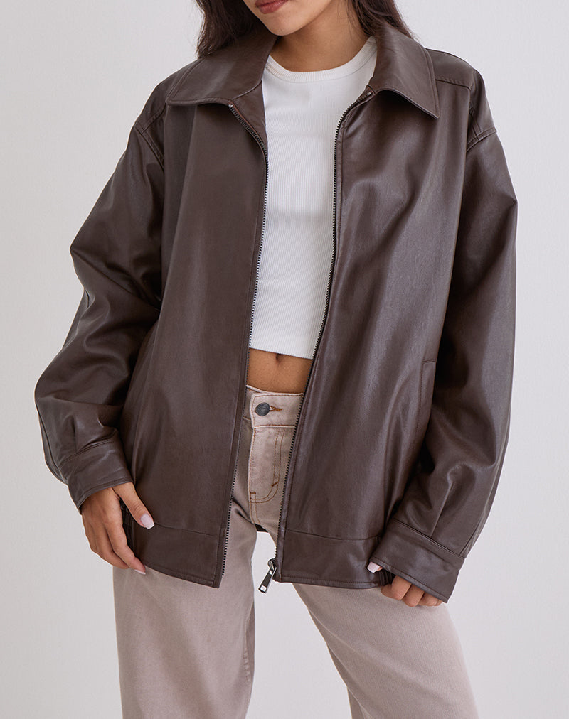 Imagen de la chaqueta Cavita en PU Chocolate amargo