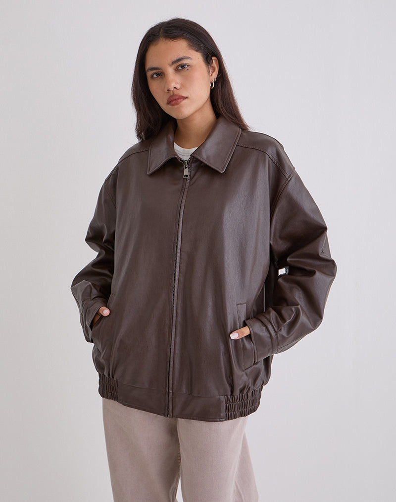 Chaqueta Cavita en PU Chocolate amargo