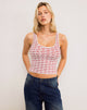 Imagen de Carillo Top en blanco con texto Lucky You en rojo