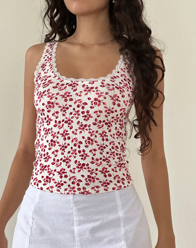 Top Carillo en fresa de verano Blanco roto