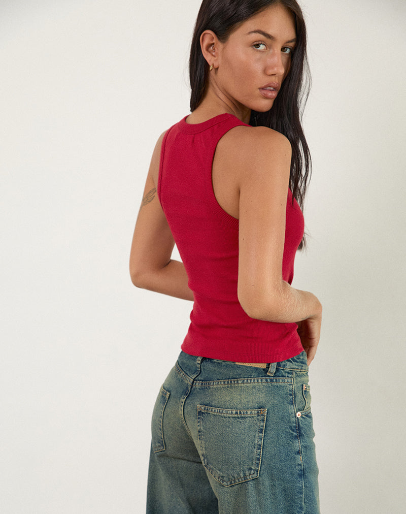 Imagen de Cariter Racer Vest Top en canalé Adrenaline Rojo