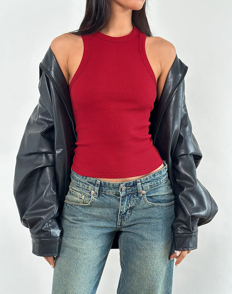 Imagen de Cariter Racer Vest Top en canalé Adrenaline Rojo