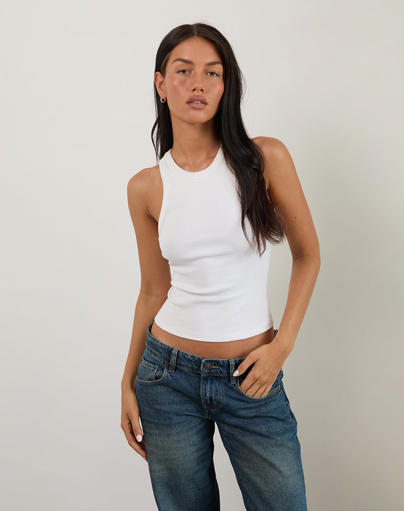 Imagen de Cariter Racer Vest Top en canalé blanco