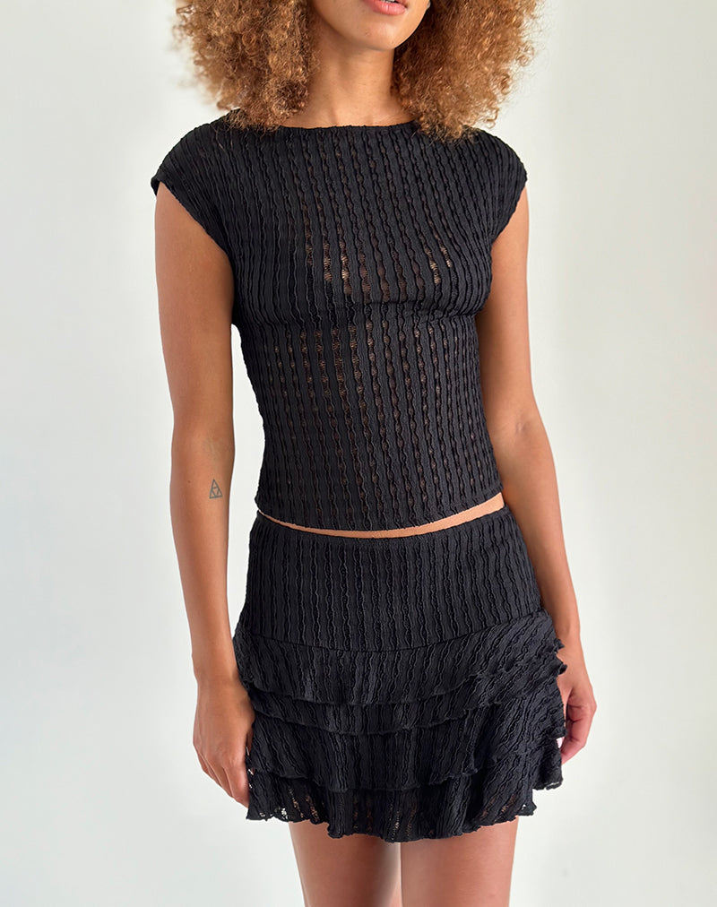 Imagen de Carlota Minifalda Negro Azabache Arrugado