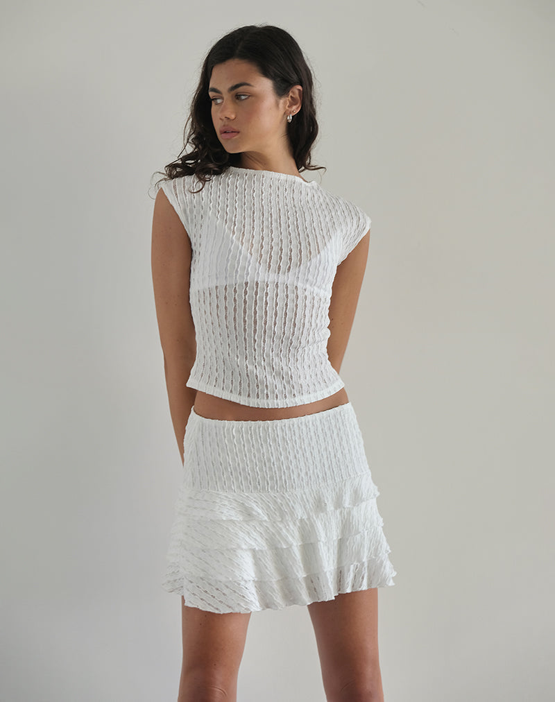 imagen de Carlota Mini Skirt in Crinkle White