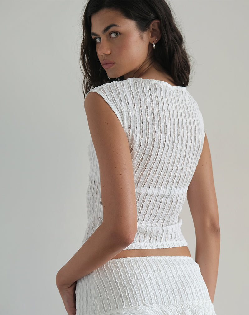 Nova Top en blanco arrugado