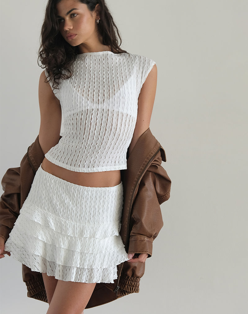 Minifalda Carlota en blanco arrugado