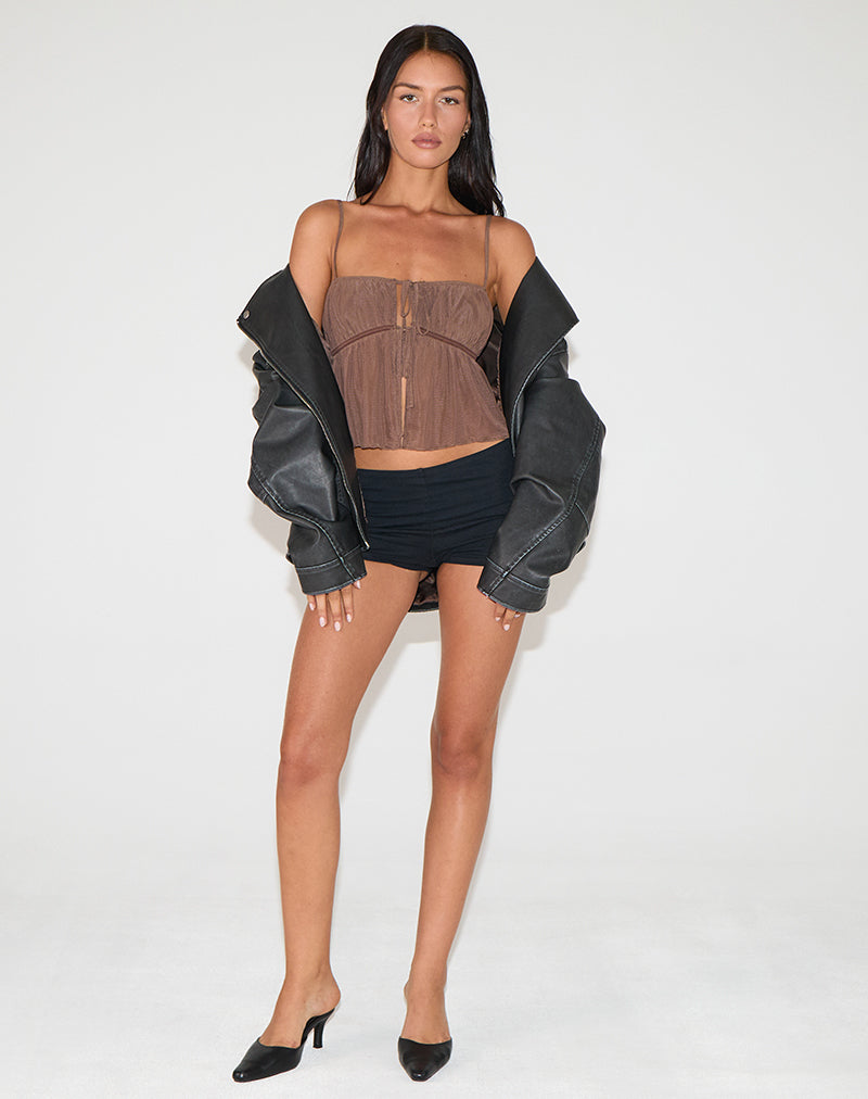Imagen de Carmina Tie Front Top in Mesh Marrón
