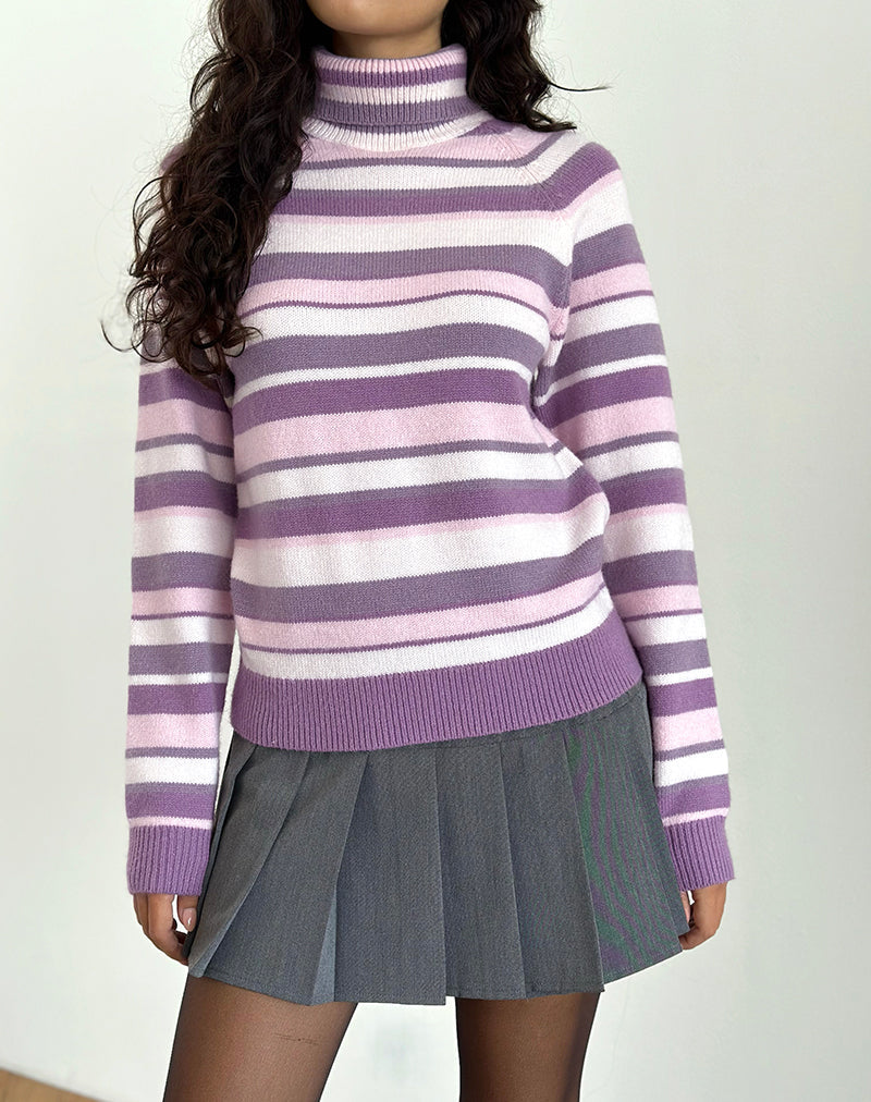Imagen del jersey Carmine de rayas rosa suave y morado malva