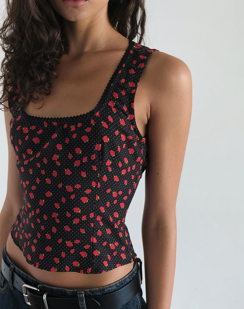 Chaleco Carys Polka Fresa Negro