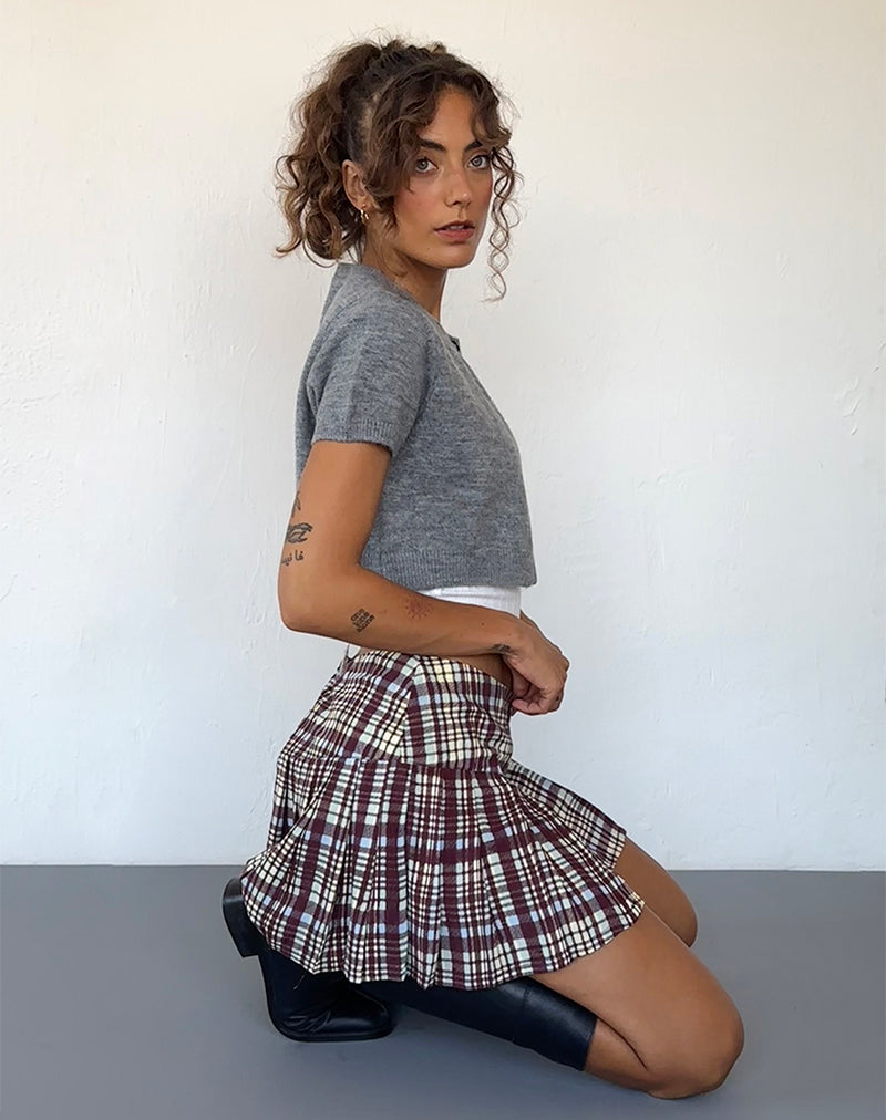 Imagen de Casini Minifalda Plisada en Multi Check Marrón