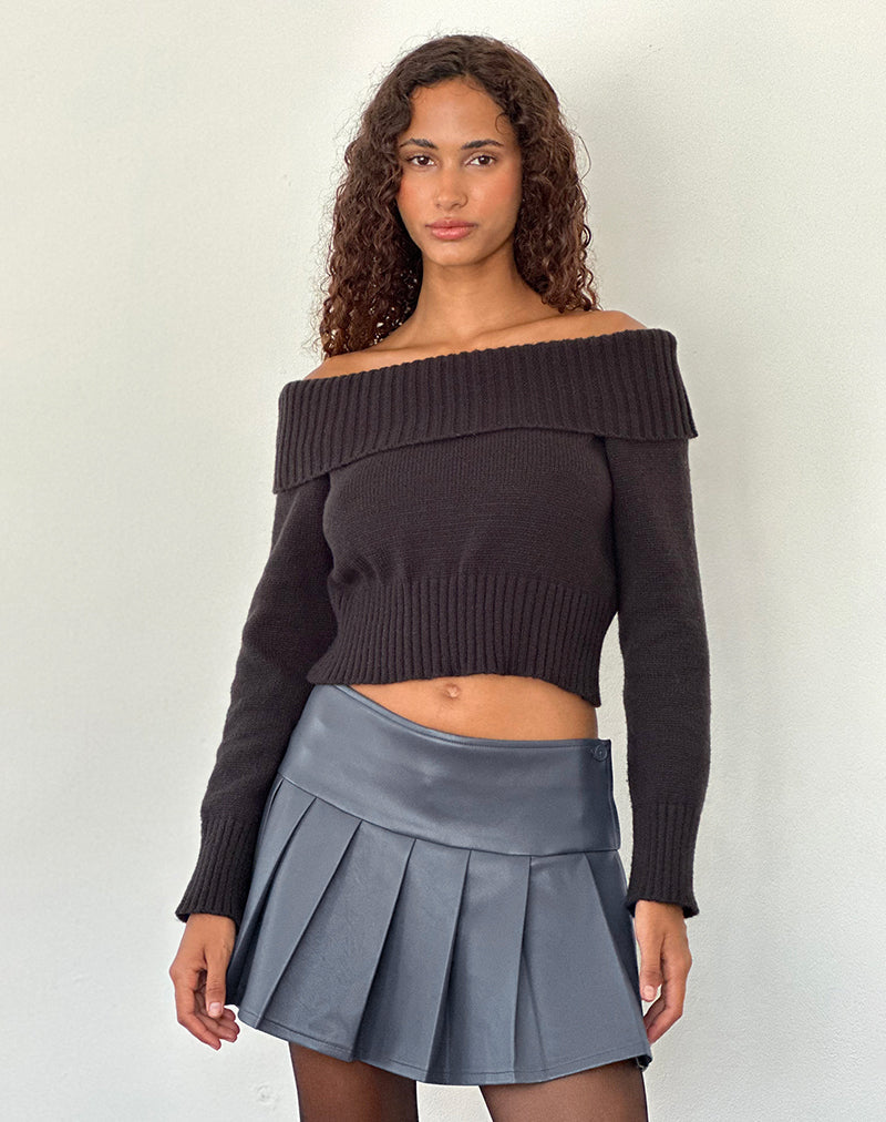 Imagen de Casini Micro falda plisada en PU Gris pizarra