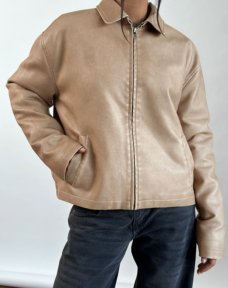 Imagen de la chaqueta Catalin en PU desgastado Arena