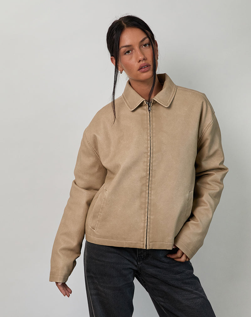 Chaqueta Catalin en PU desgastado Arena