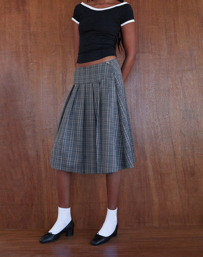 Imagen de Catelyn Wrap Falda Midi Plisada en Gris Check
