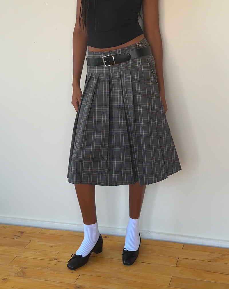 Imagen de Catelyn Wrap Falda Midi Plisada en Gris Check