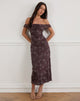 Imagen de Catrin Midi Dress in Doodle Flower Flock Marrón