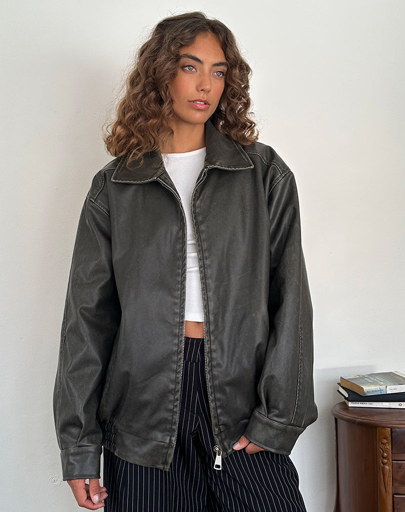 Imagen de Cavita Distressed Jacket en PU Oliva