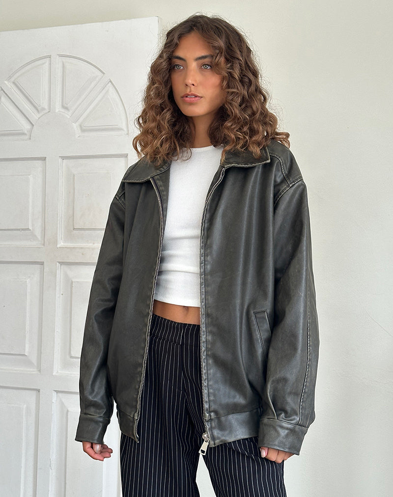 Imagen de Cavita Distressed Jacket en PU Oliva